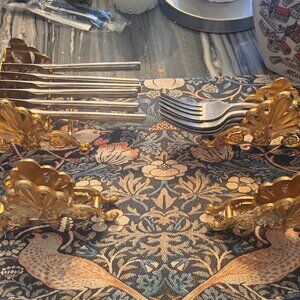 Ornate GOLD Plated Buffet Caddie For Knives' Spoons And Forks SET 6. 2 BOXES